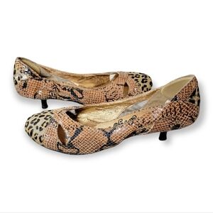 Naughty Monkey | 8 calf hair kitten heels leopard print snakeskin vintage